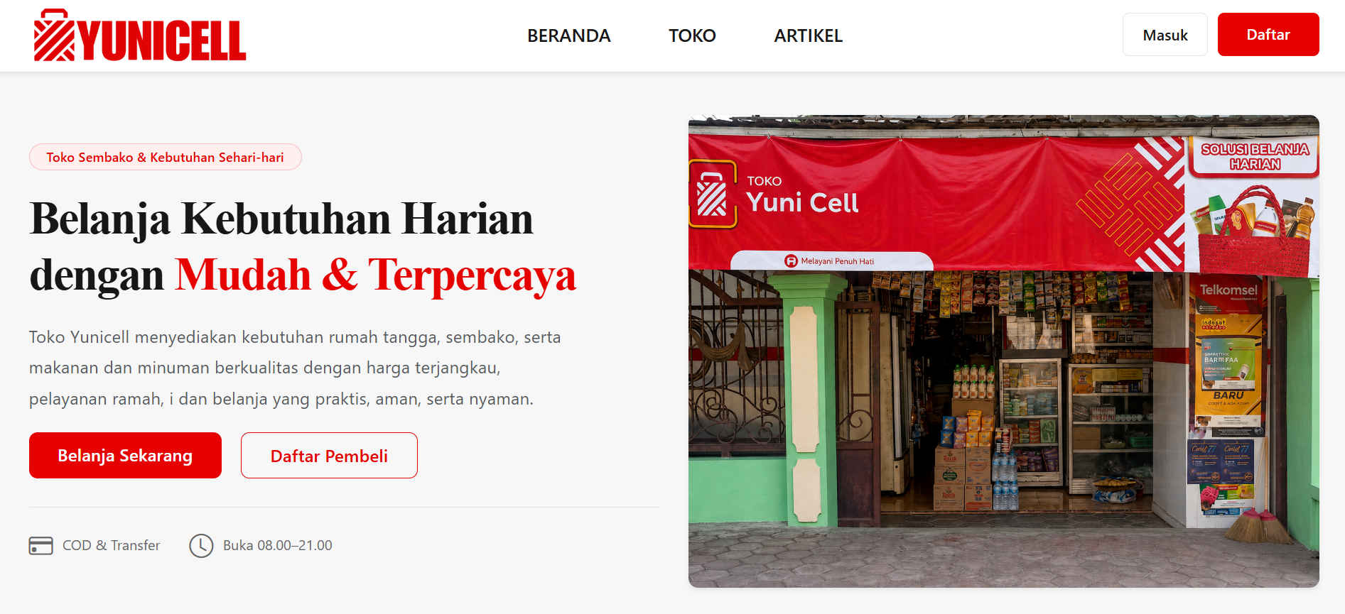 Website Toko YUNICELL